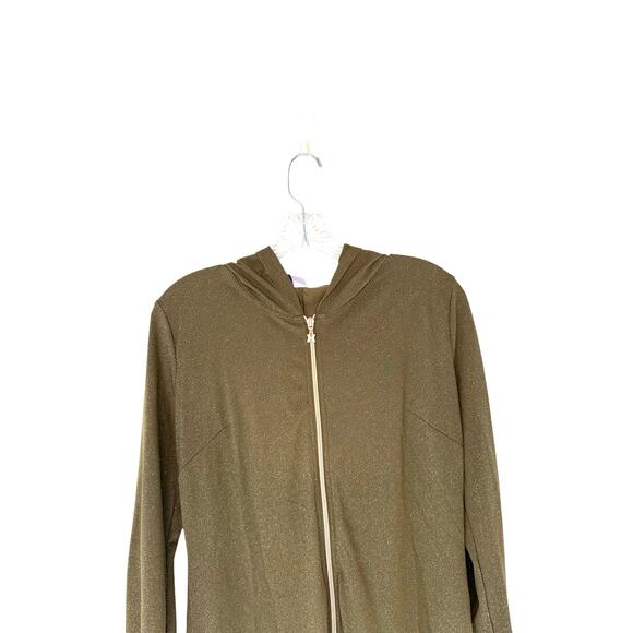 NWT Savage X Fenty Olive Metallic Sparkly Sleep & Shine Hooded One Piece Size M - Picture 5 of 13